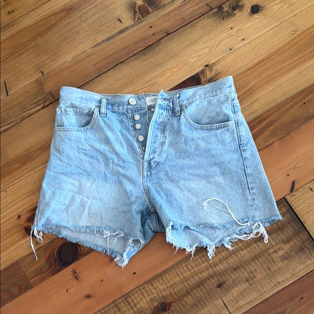 Z Supply Light Blue Denim High-Waist Cutoff Shorts